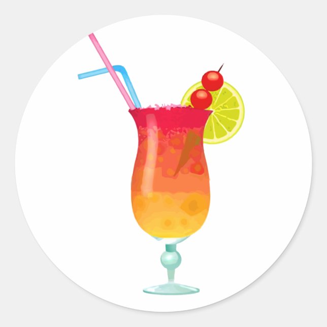 Icy Tropical Rum Punch Classic Round Sticker (Front)