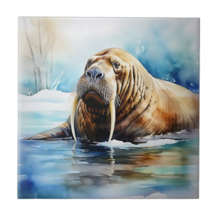 Icy Water Walrus Serene Ceramic Tile