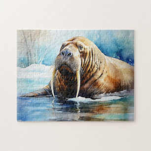 Icy Water Walrus Serene Jigsaw Puzzle