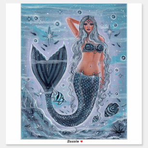 Icy waters mermaid art by Renee Lavoie Sticker