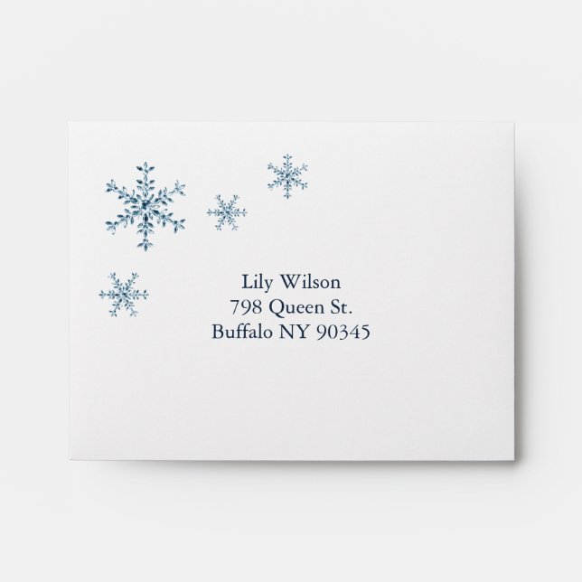 Icy Winter Snowflake RSVP Envelope (Front)