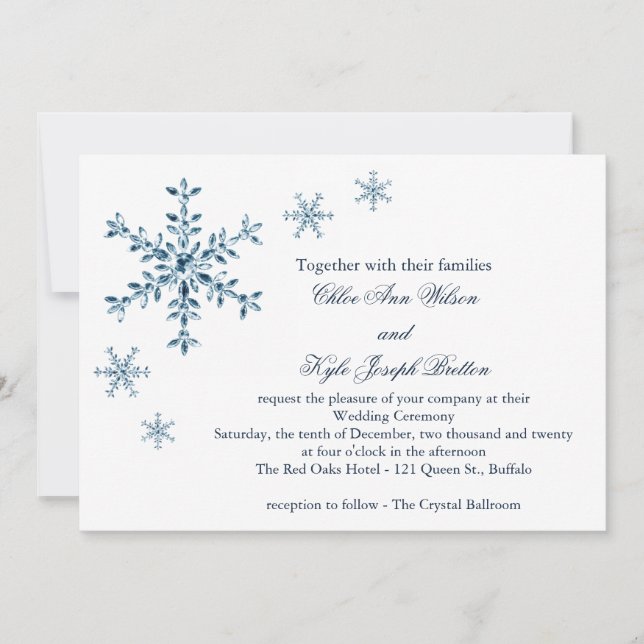 Icy Winter Snowflake Wedding Invitation (Front)