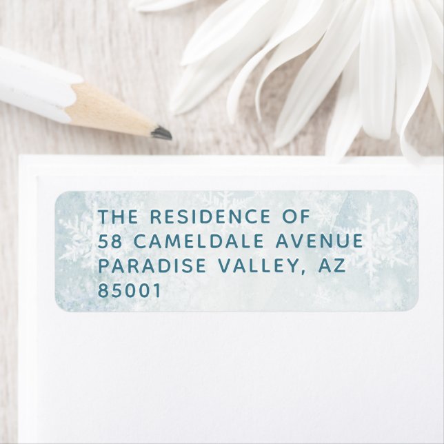 Icy Wintery Snowflakes Scene Return Address Label (Insitu)