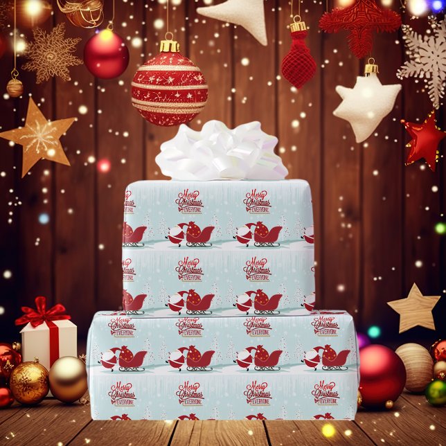 Icy Wonderland Santa And Sleigh Wrapping Paper (Creator Uploaded)