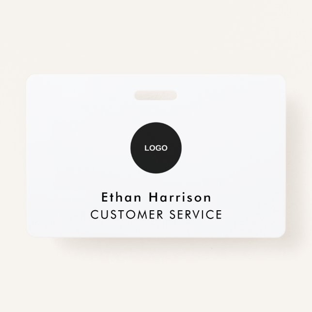ID Badge Card | Business Employee Staff Logo White (Front)