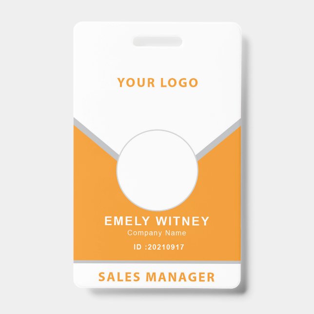 ID Badge Simple Logo Template Employee Photo (Front)