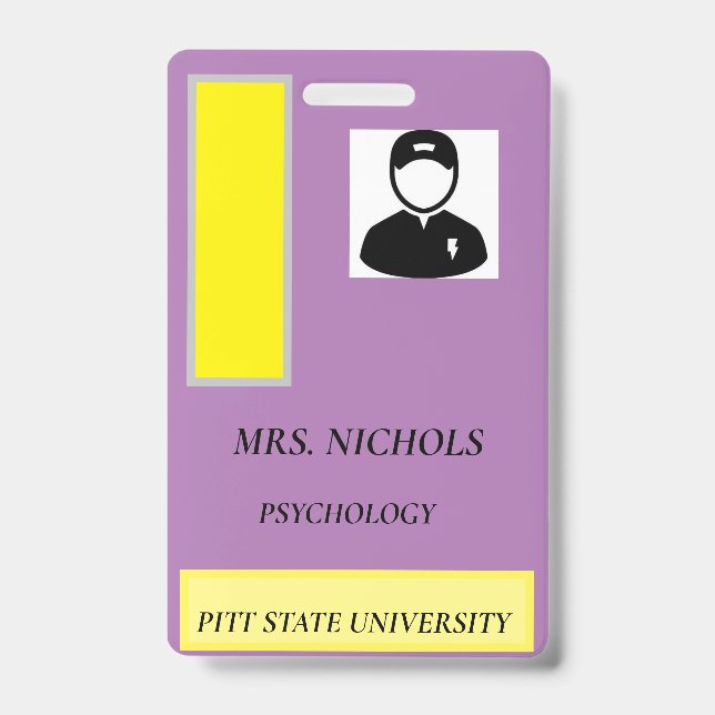 ID BADGES FOR SCHOOL, WORK, EVENTS, ETC. (Front)