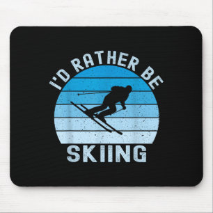 I'd be skiing retro vintage skier ski men dad boys mouse pad