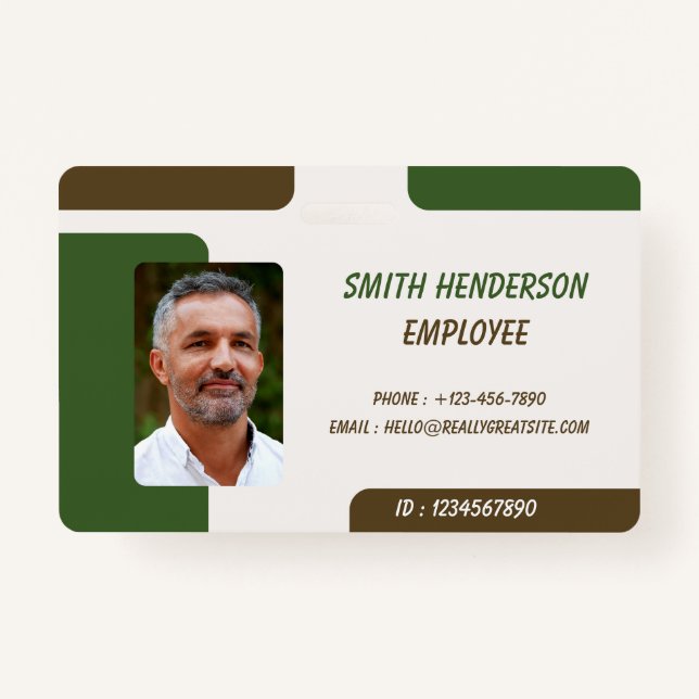 ID Card Badge | Minimal Business Employee Photo ID Badge (Front)