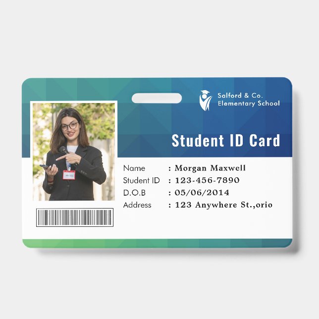 ID Card Badge Modern Business Student Photo (Front)