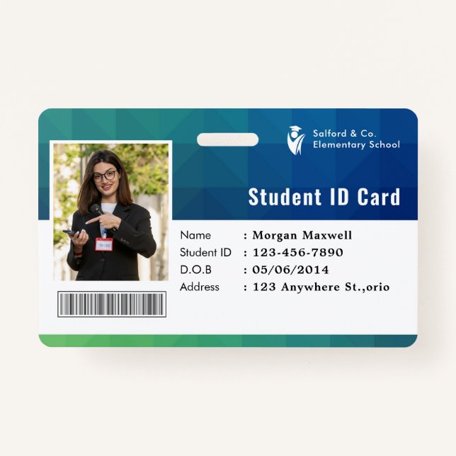 ID Card Badge Modern Business Student Photo ID Badge (Front)
