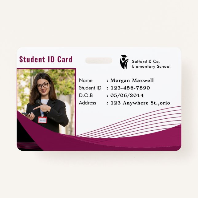 ID Card Badge Modern Business Student Photo ID Badge (Front)