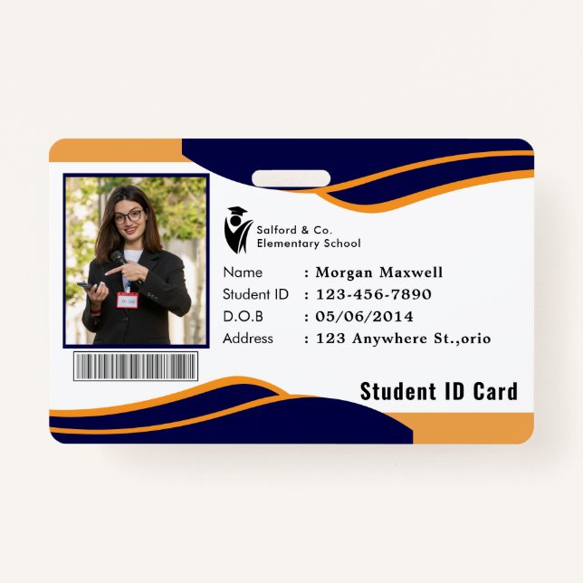 ID Card Badge Modern Business Student Photo ID Badge (Front)