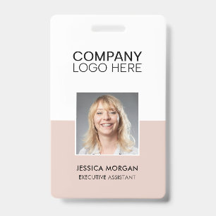 ID CORPORATE LOGO EMPLOYEE PHOTO BLUSH PINK BADGE