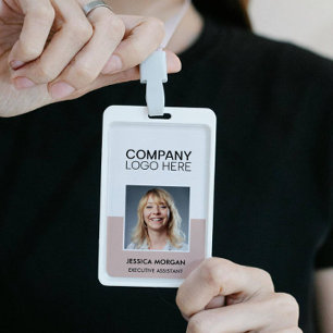 ID CORPORATE LOGO EMPLOYEE PHOTO BLUSH PINK ID BADGE