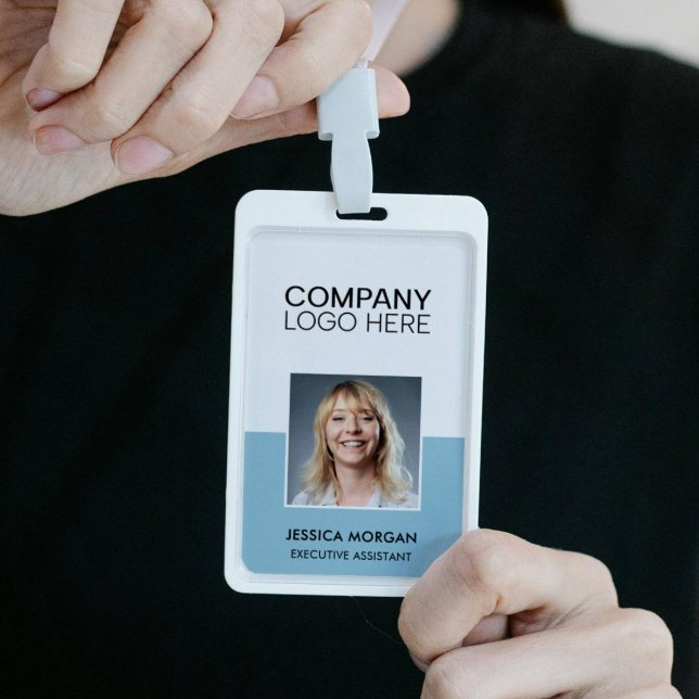 ID CORPORATE LOGO EMPLOYEE PHOTO DUSTY PALE BLUE ID BADGE (Creator Uploaded)
