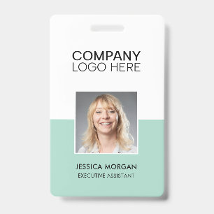 ID CORPORATE LOGO EMPLOYEE PHOTO GREEN LIGHT TEAL BADGE