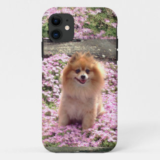 ID/Credit Card iPhone 5 Pomeranian Pink Flowers iPhone 11 Case