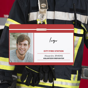 ID fireman volunteer city fire station template ID Badge