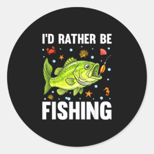 I'd fishing bass fish youth boy funny fisherman classic round sticker