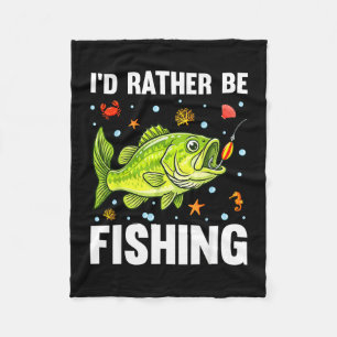 I'd fishing bass fish youth boy funny fisherman fleece blanket