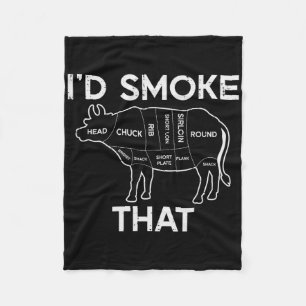 Id Grill That Cow Beef Meat Chart Bbq Barbecue Gri Fleece Blanket