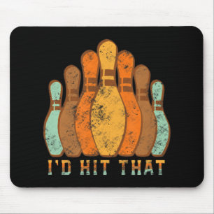 I'd Hit That Fun Bowling Vintage Bowler's Gift Mouse Pad