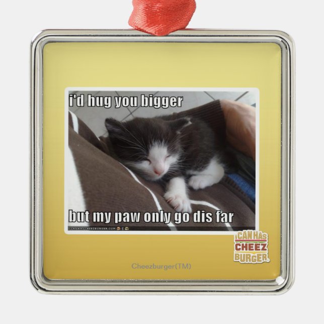 I'd hug you bigger metal ornament (Front)