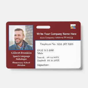 ID Identification Card Bar Code Photo Badge