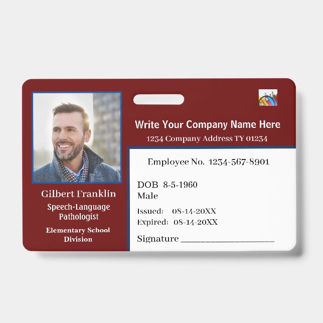 ID Identification Card Bar Code Photo Badge (Front)