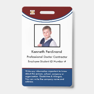 ID Identification Card Bar Code Photo Employee Badge