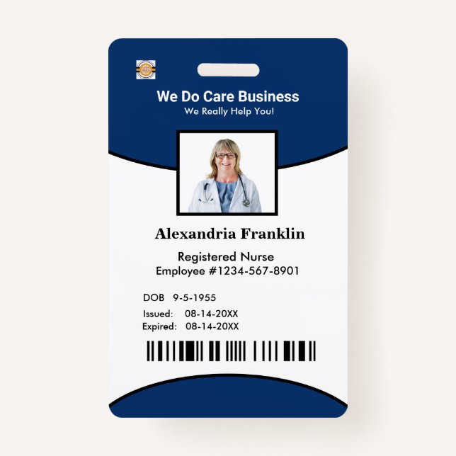 ID Identification Card Bar Code Photo Employee ID Badge (Front)
