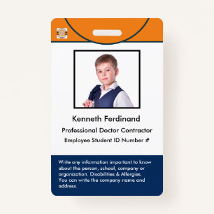 ID Identification Card Bar Code Photo Medical Badg ID Badge