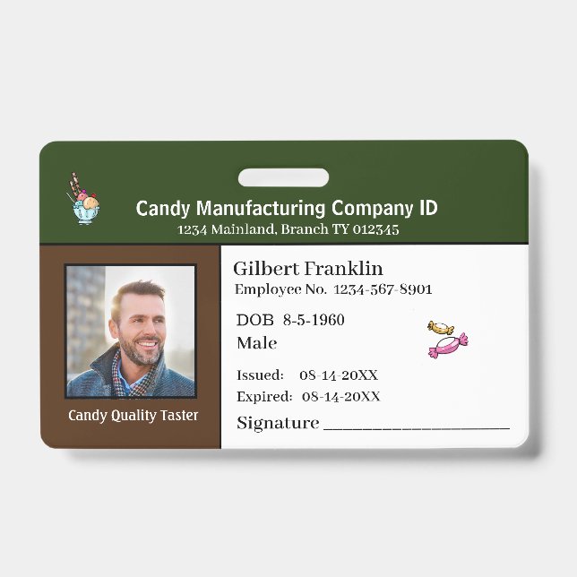 ID Identification Card Employee Photo Custom Badge (Front)