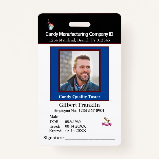 ID Identification Card Employee Photo Custom ID Badge (Front)