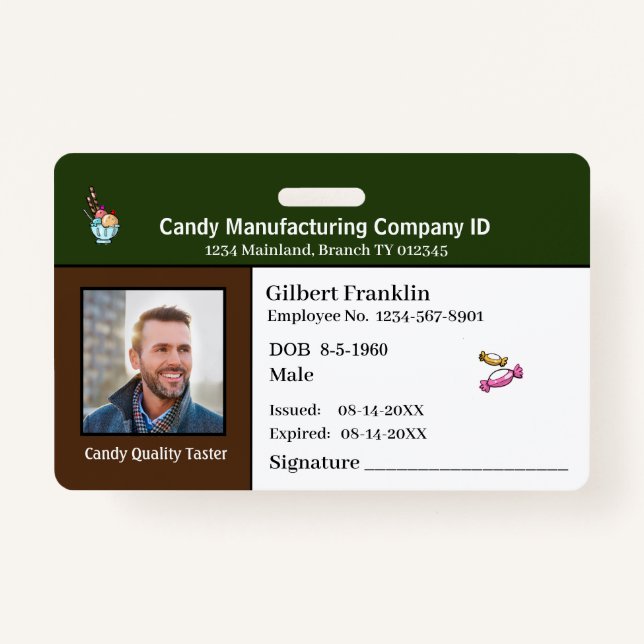 ID Identification Card Employee Photo Custom ID Badge (Front)