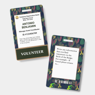ID Identification Card Volunteer Employee Badge
