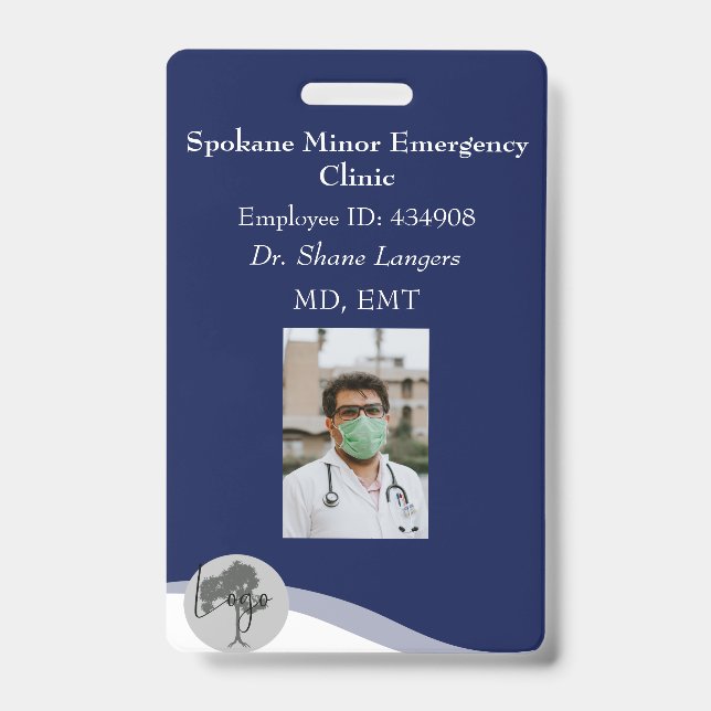 ID Lanyard Badge Medical Photo Navy (Front)