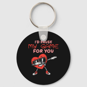 Id Pause My Game For You Dab Heart Valentines Day Key Ring
