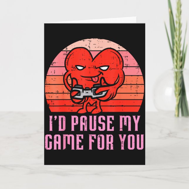 Id Pause My Game For You Gamer Heart Mens Valentin Card (Front)