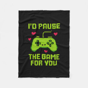 I'd Pause The Game For You 8-bit Gamer Novelty Fleece Blanket