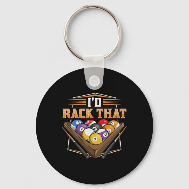Id Rack That Design For A Pool Player  Key Ring (Front)