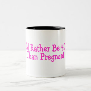 Id Rather Be 40 Than Pregnant Pink Two-Tone Coffee Mug