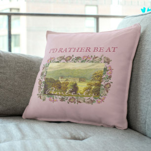 I'd rather be at Pemberly Jane Austen Vintage Pink Cushion