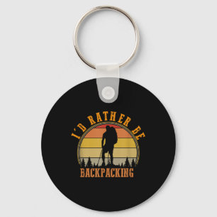 Id Rather Be Backpacking Retro Hiking Camping Bush Key Ring
