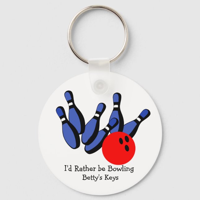 I'd Rather be Bowling, Personalised Key Ring (Front)
