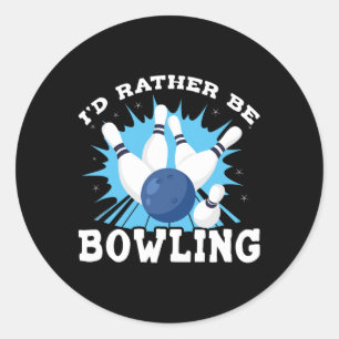I'd Rather Be Bowling Retro For Man Classic Round Sticker
