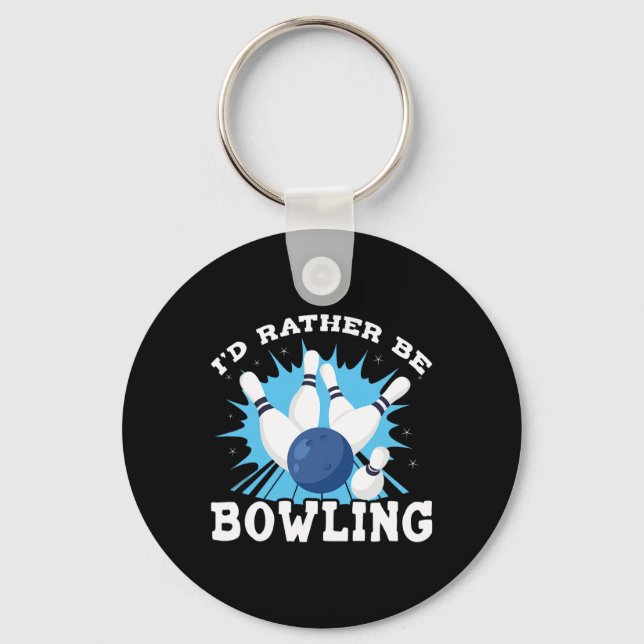 I'd Rather Be Bowling Retro For Man  Key Ring (Front)