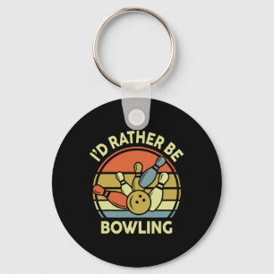 I'd Rather Be Bowling-shirt Vintage Funny Mum Dad Key Ring