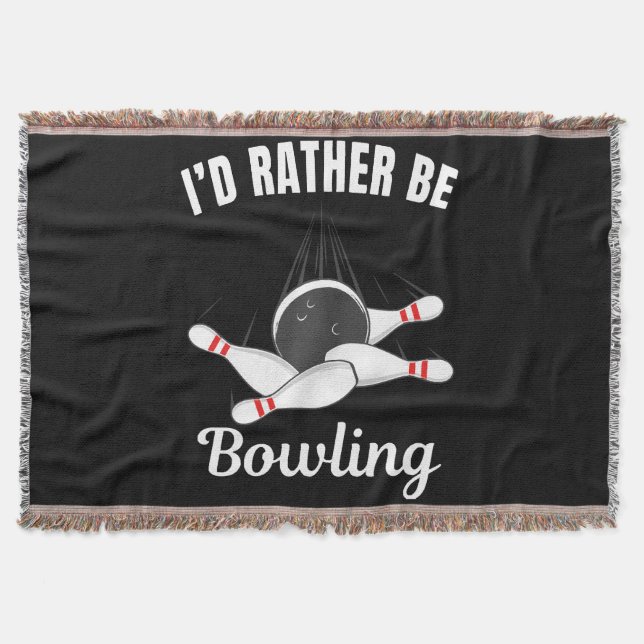 I'd rather be bowling throw blanket (Front)
